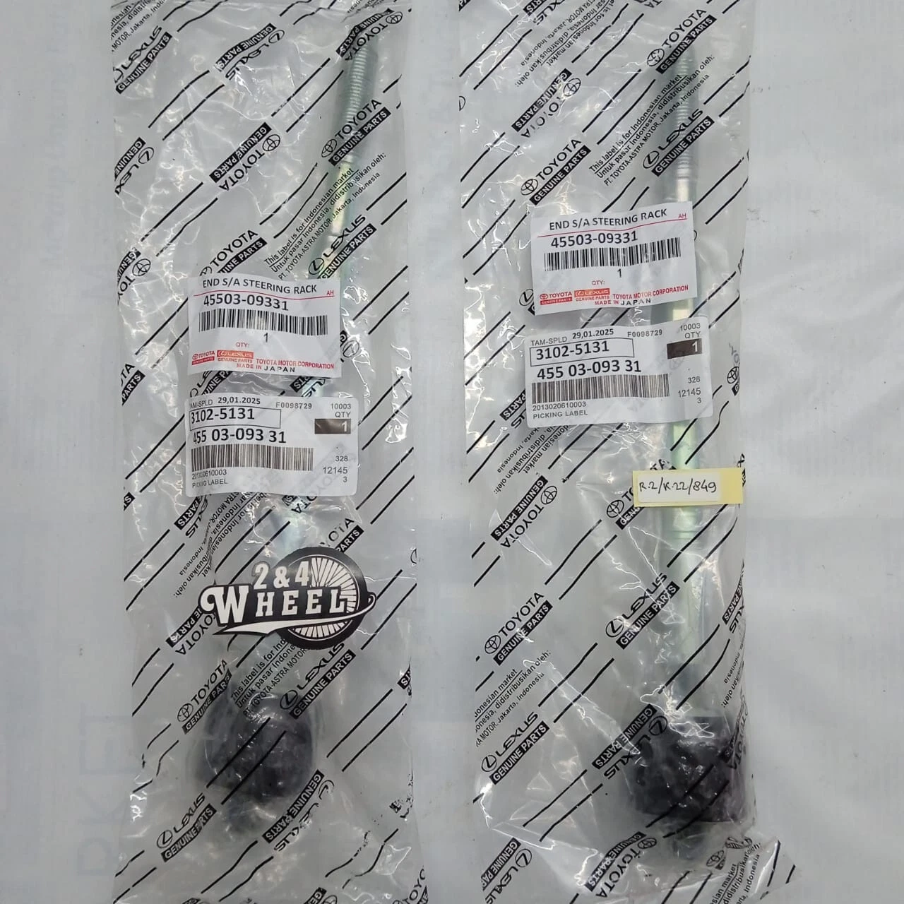 2x Steering End Sub 45503-09331 For Toyota Fortuner Hilux 4Runner KUN 25 TGN NEW