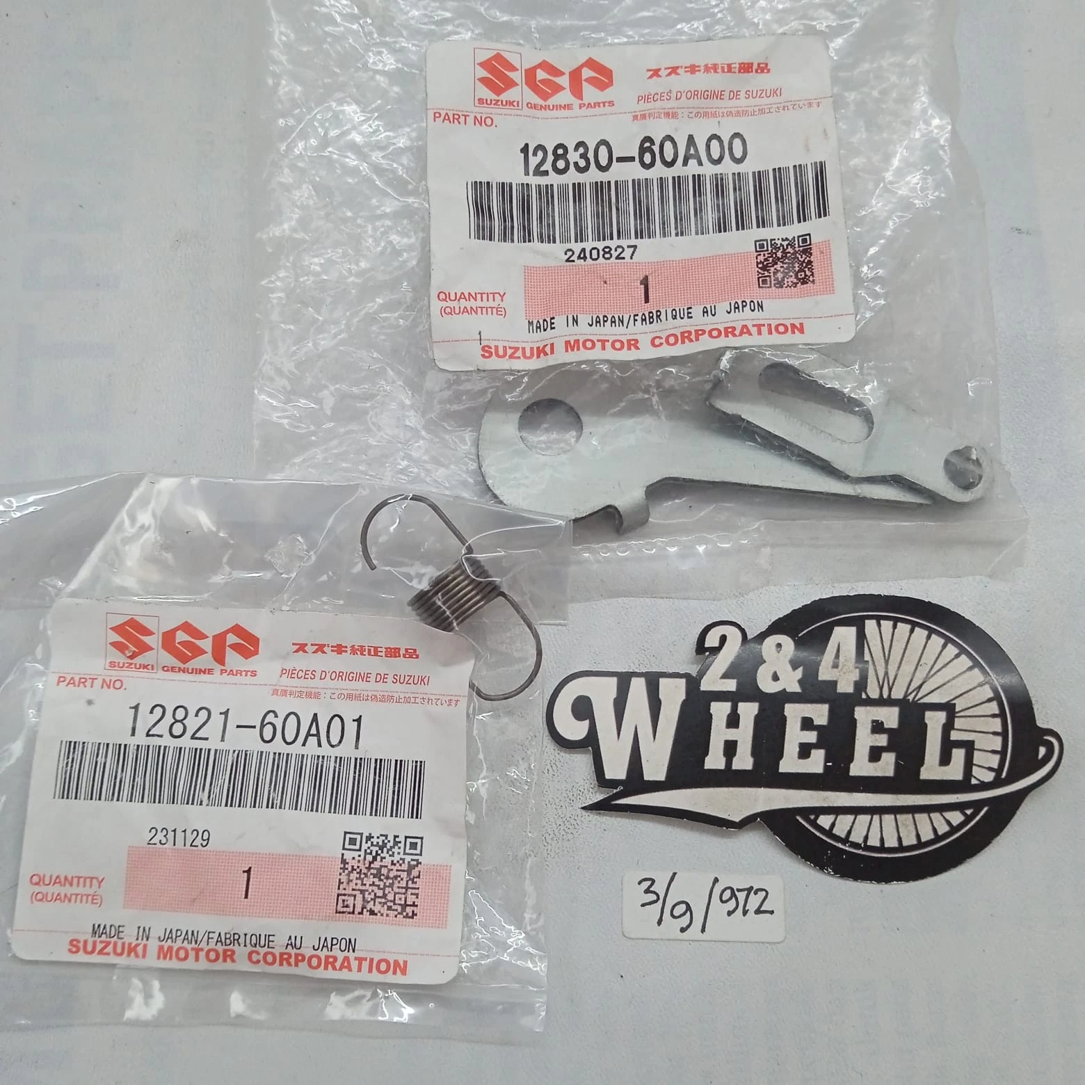 Suzuki 12821-60A01 12830-60A00 Plate and Spring Tensioner NEW GENUINE - Image 3