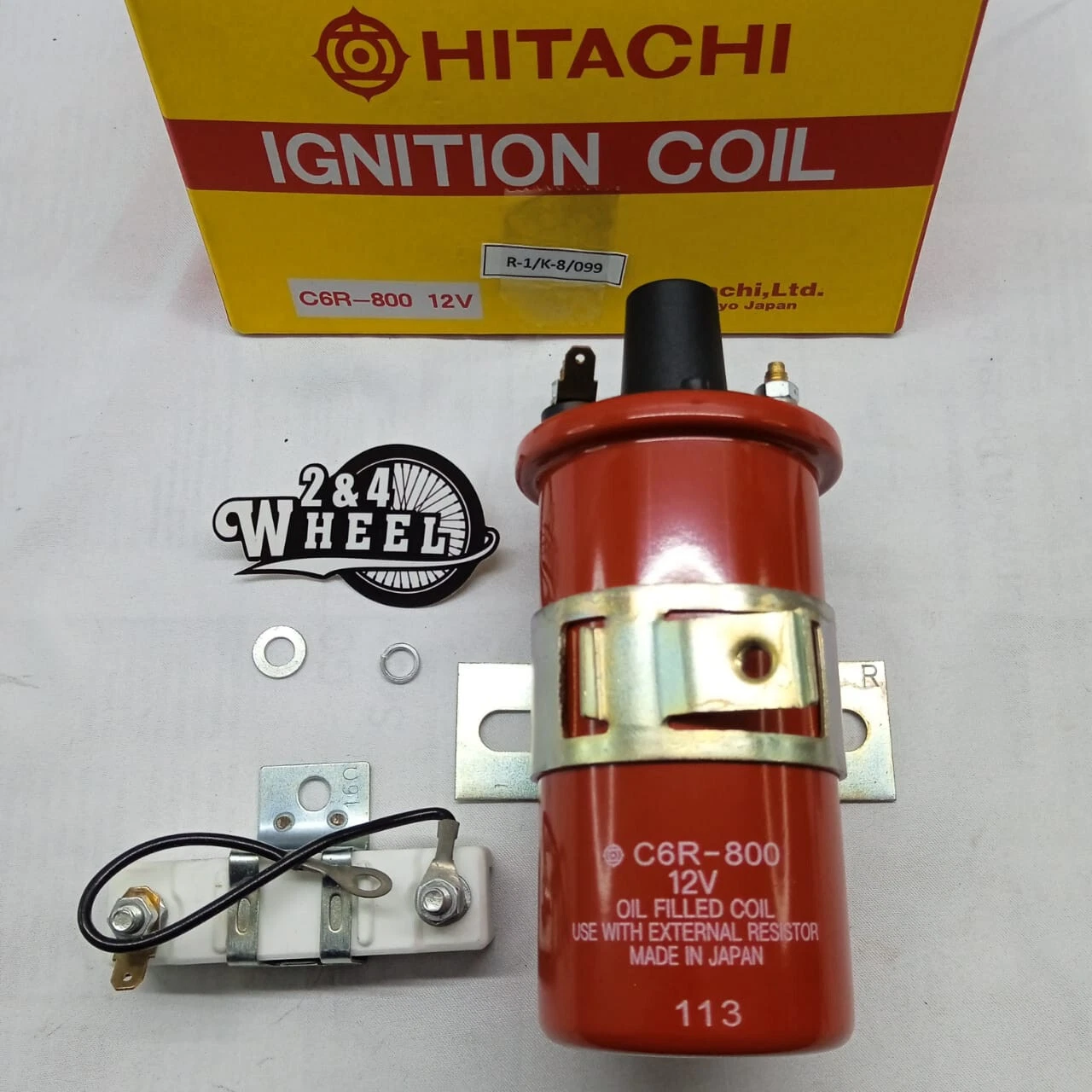 Hitachi C6R-800 12V Ignition Coil with Resistor Made in Japan - Image 2
