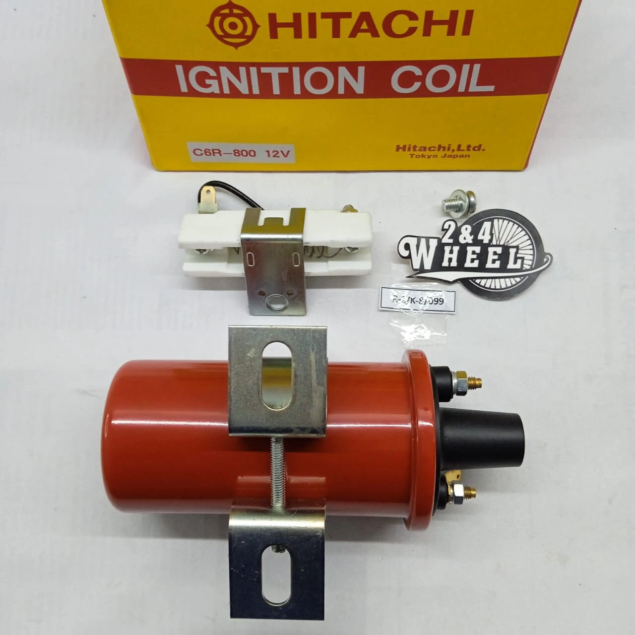 Hitachi C6R-800 12V Ignition Coil with Resistor Made in Japan - Image 3