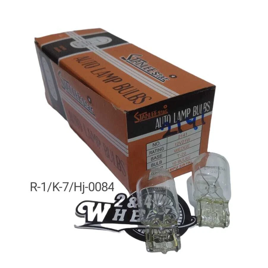 2pc T20 12V21W Clear Glass Turn Signal Single Filament Lamp Bulb StanleeStar2141 - Image 3