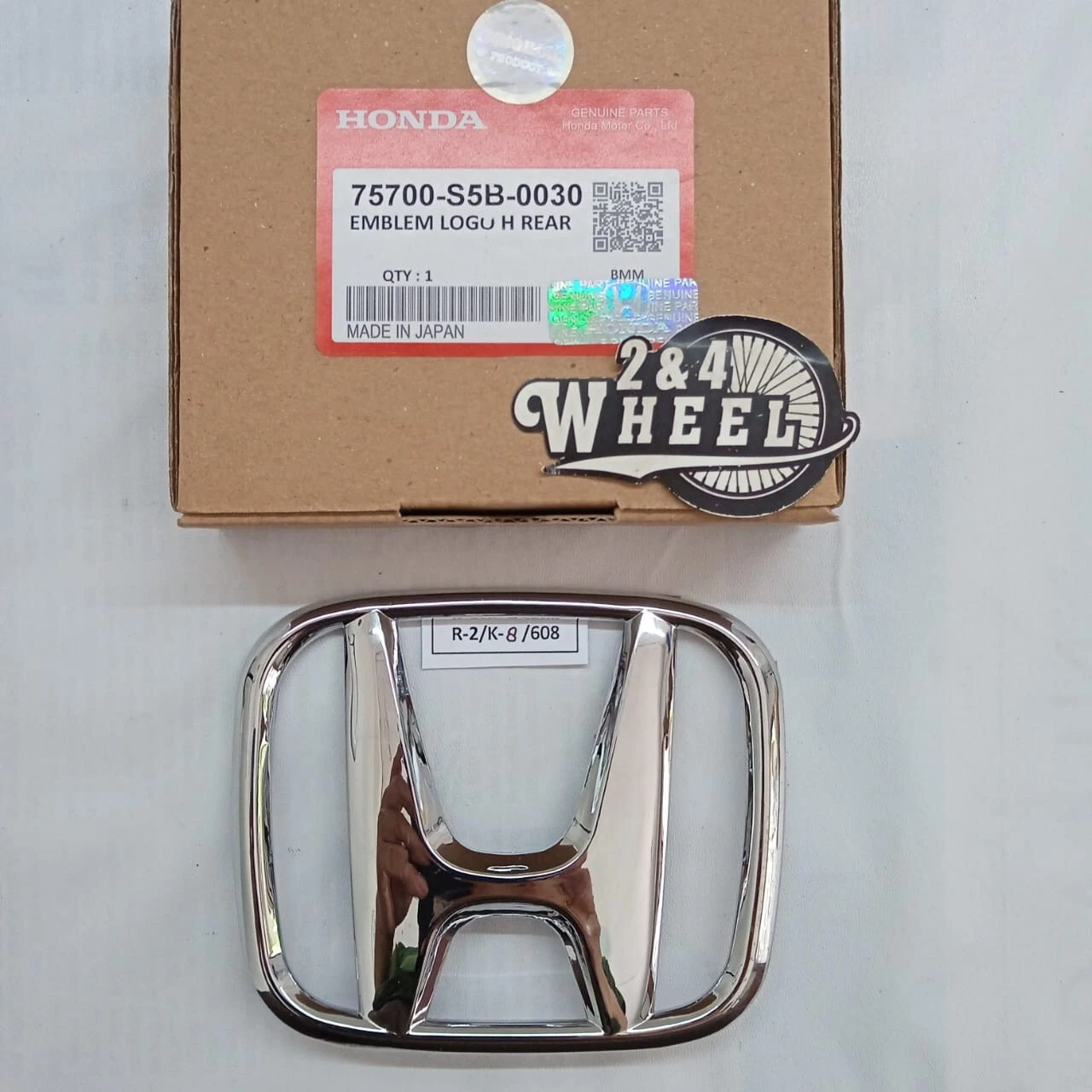 Honda Civic 2006-2008 Sedan 4 Door H Square Front Emblem Chrome NEW OEM