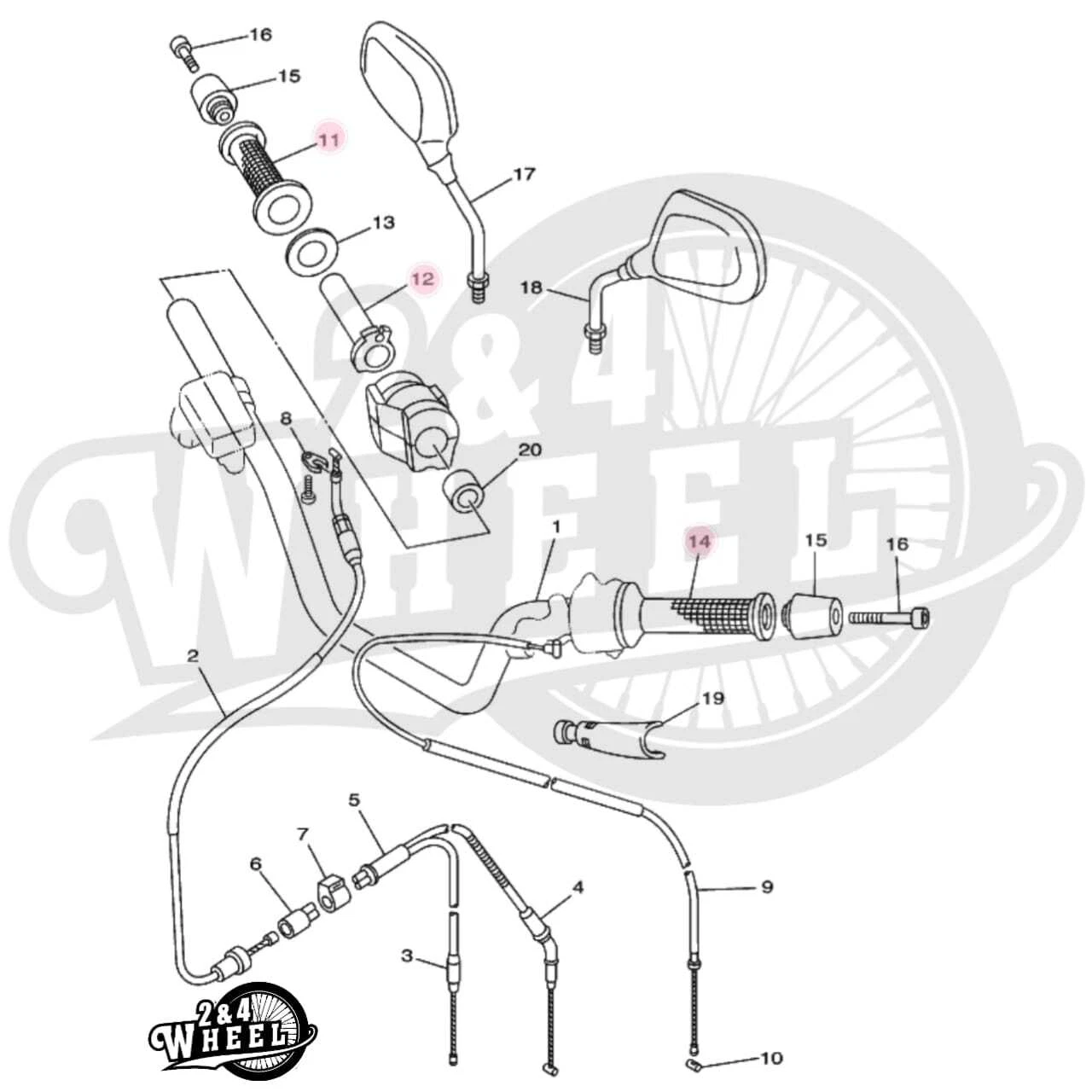 Yamaha RXK RXKing RX115 RX135 RXS YT115 Grip Pair RL +Throttle Pipe Tube Genuine - Image 12